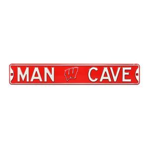 Wisconsin Badgers Man Cave 6" x 36" Metal Street Sign